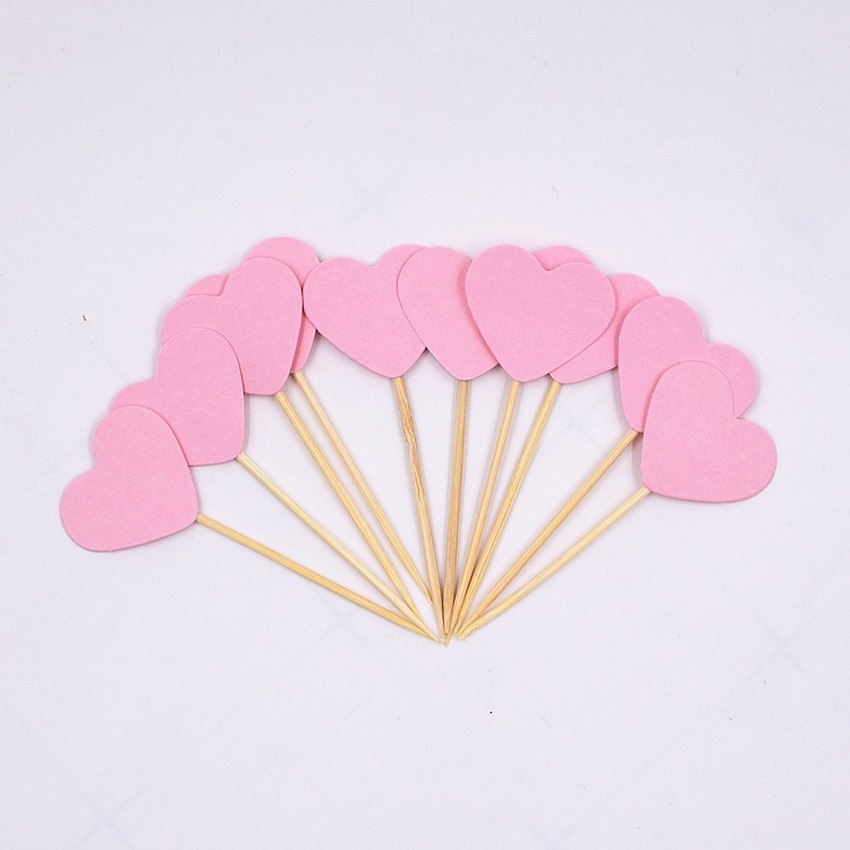Set 10 phụ kiện cắm bánh kem trang trí hình trái tim xinh xắn