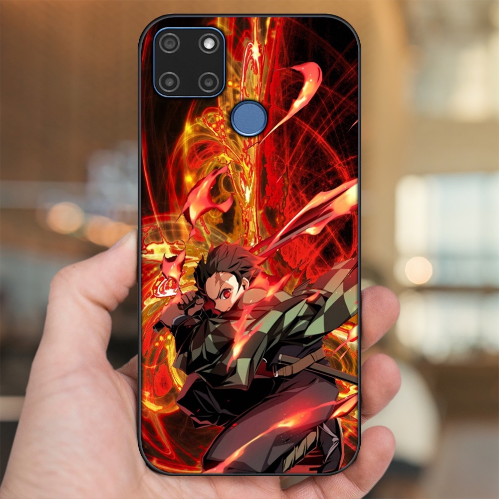 Ốp lưng Realme C12, C21Y viền đen in hình Tanjiro Kimetsu No Yaiba