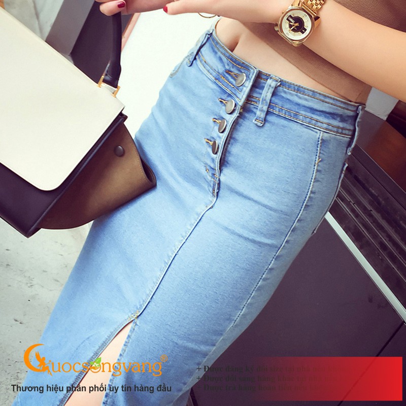 Chân váy jean nhiều nút chân váy bút chì chất đẹp GLV174 -Hàng nhập khẩu | BigBuy360 - bigbuy360.vn