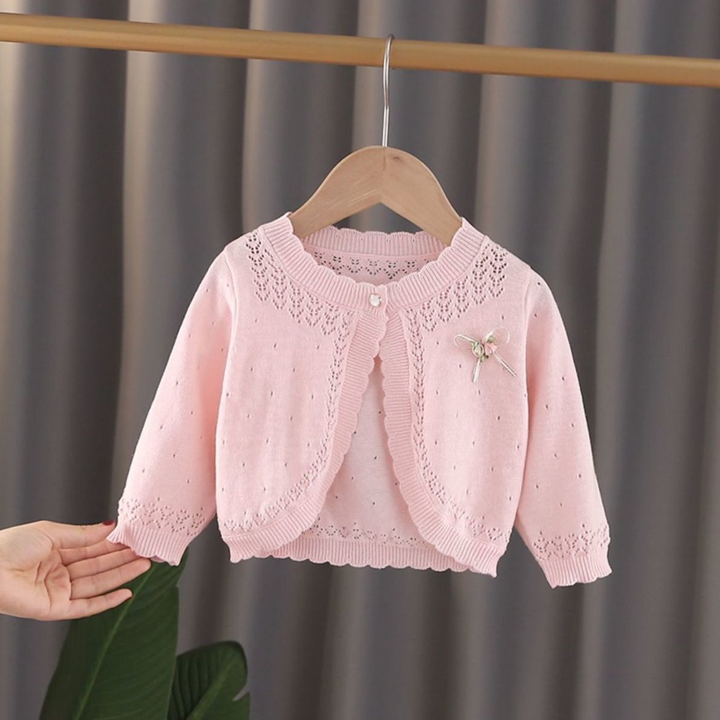 Áo Khoác Dệt Kim Mỏng Chống Nắng Phong Cách Xuân Hè Cho Bé Gái