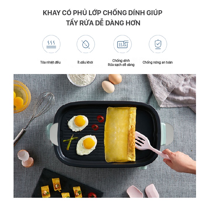 Nồi lẩu nướng điện đa năng GEVI 3L - BH 12 tháng