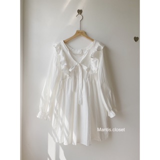 Váy trắng babydoll phối bèo CÓ SẴN