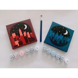 Tranh tô màu theo số 🌈 Tranh số hóa 🌈 Combo 2 bộ SKYLINE🌈 (15x15 cm)