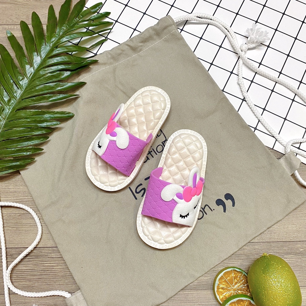 Dép quai ngang nhiều màu cho bé gái họa tiết thỏ xinh xắn - TT418