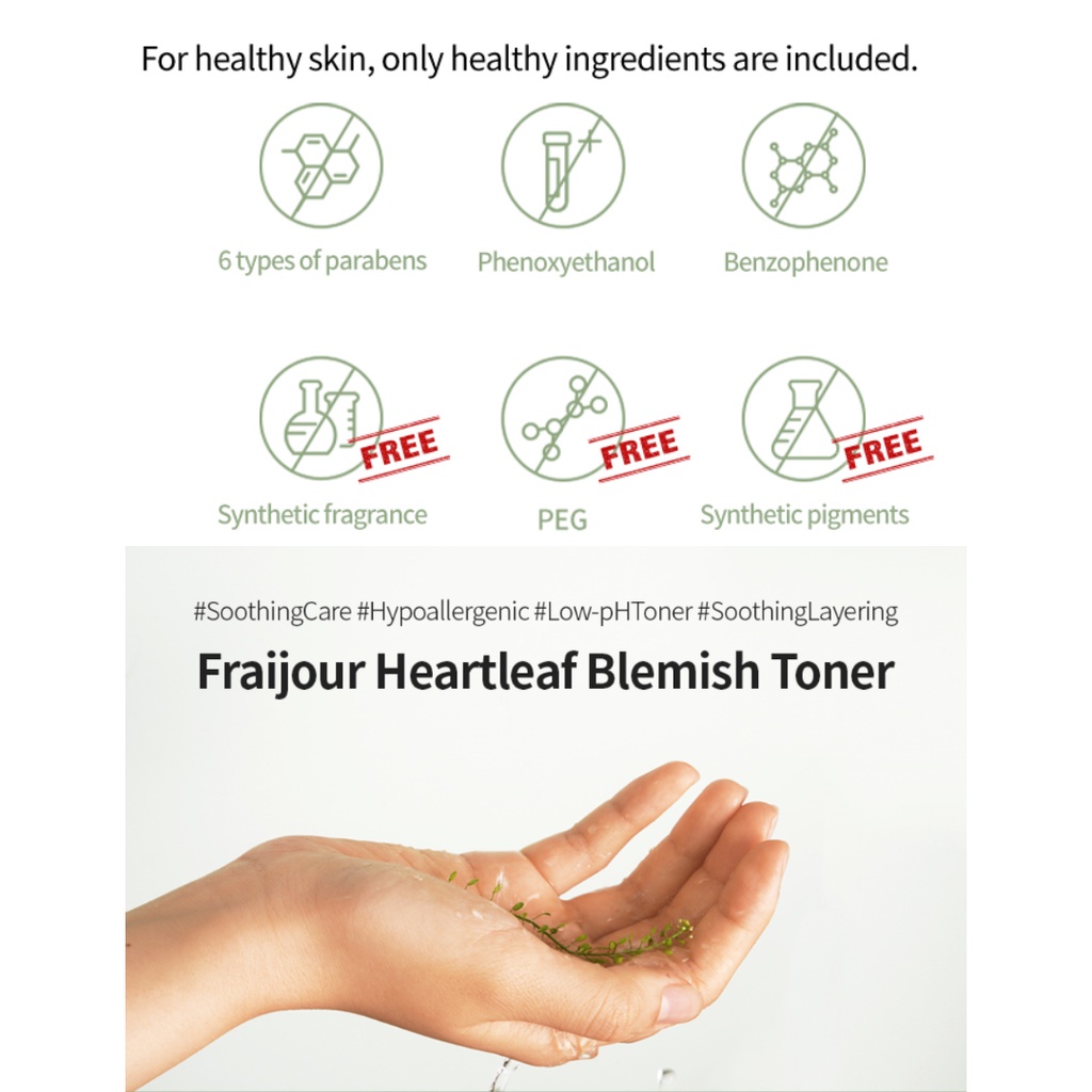 T9/2024 Toner Diếp Cá Làm Sạch M ụ n Đầu Đen FRAIJOUR Heartleaf Blemish Toner Làm Dịu Da Se Khít Lỗ Chân Lông 500ml