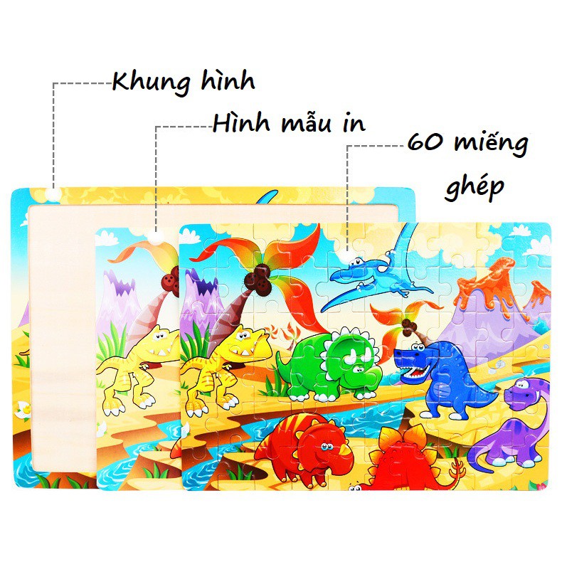 Đồ chơi tranh ghép hình 30 miếng gỗ puzzle KB216037, Bộ tranh ghép hình nhiều chủ để cho bé