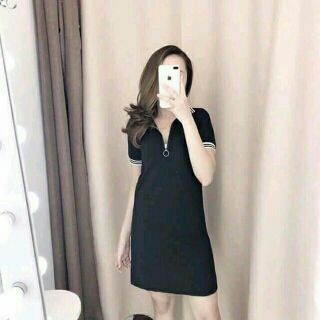 Đầm thun cổ trụ