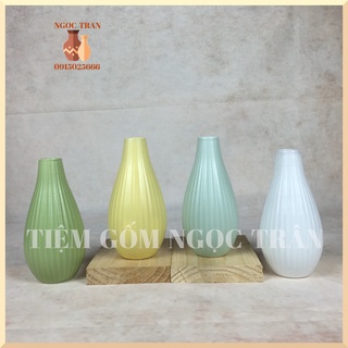 Bình gốm, lọ hoa nhiều màu men mát cao 17cm