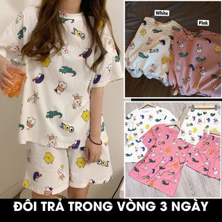 [video kèm ảnh thật]Set bộ ngủ nữ ngắn tay zoo thời trang cộc tay mùa hè - đồ mặc nhà pijama hình thú đáng yêu