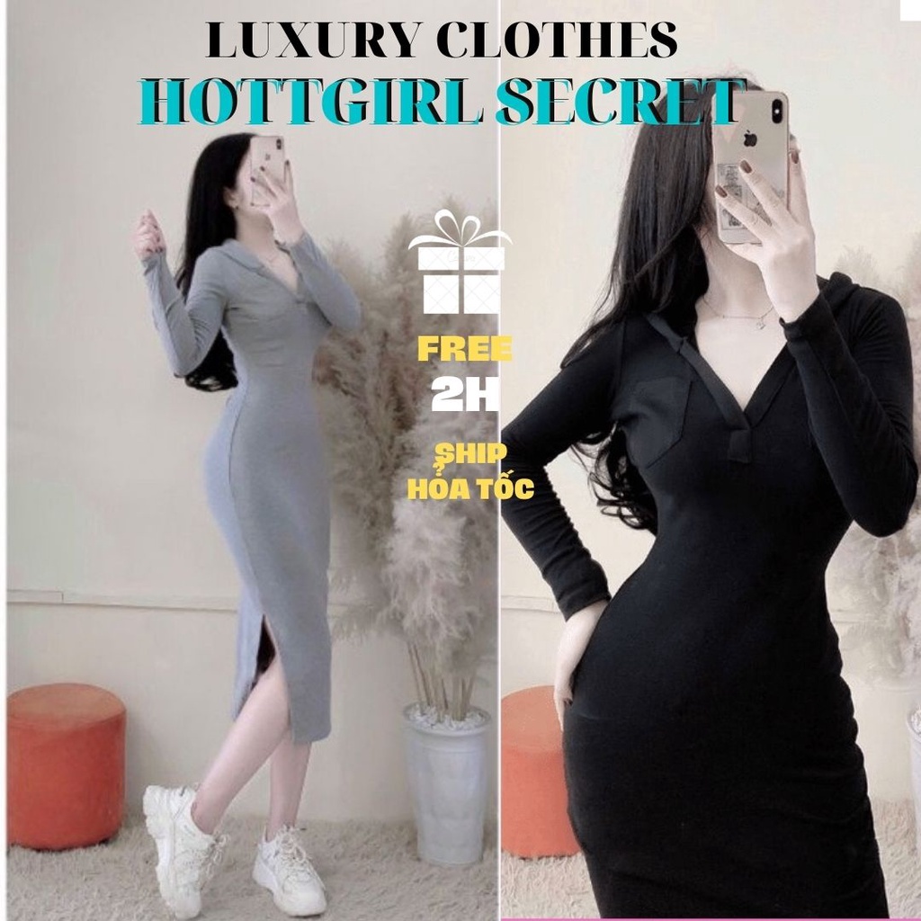 Váy body dài tay sexy nữ dáng dài chất mềm mại,co dãn 4 chiều,tôn 3 vòng triệt để,Thiết kế độc quyền Hottgirl Scret 2021