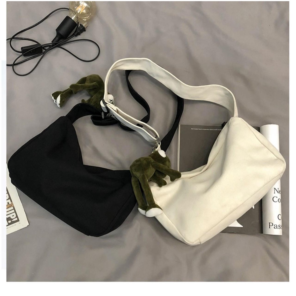 TÚI TOTE ĐEO CHÉO THỜI TRANG VẢI CANVAS PHONG CÁCH ULZZANG ĐỂ SÁCH A4 - XUONGMAITNT