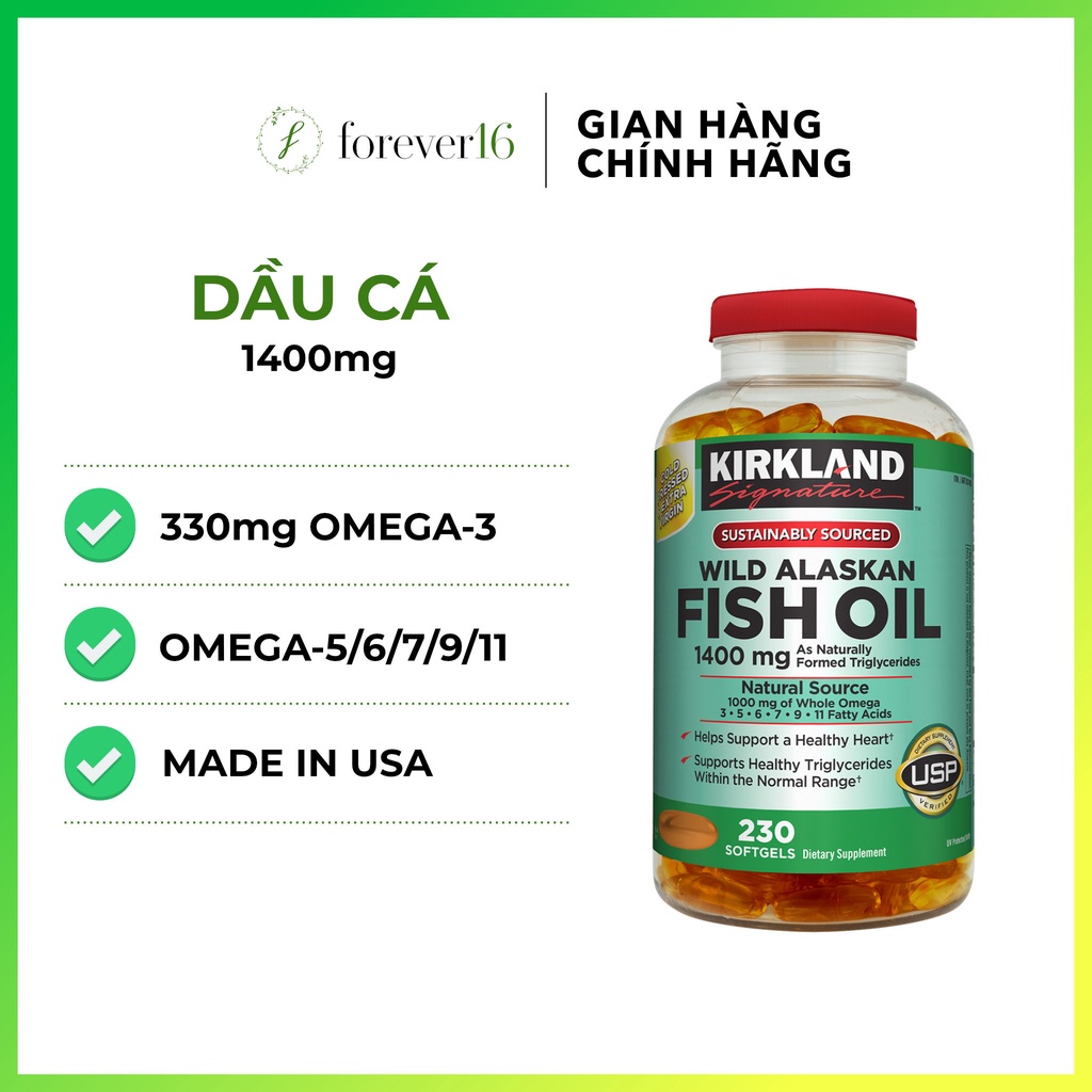 Dầu cá Omega-3 Kirkland Signature Wild Alaskan Fish Oil 1400mg, 230 viên