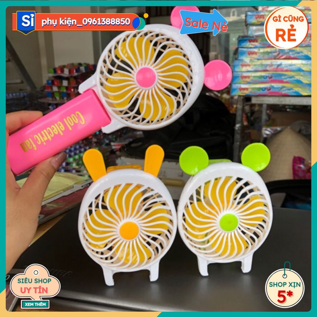 Quạt chạy pin mini 2 công dụng cầm tay và để bàn cực mát(3 màu)