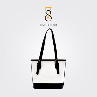 Túi Xách - Đeo Vai Quai Đôi Da Trơn Mềm Mịn Phối Vải Bố Hai Màu Trắng Đen Phong Cách Hàn Quốc Sang Trọng Cổ Điển - Q8215