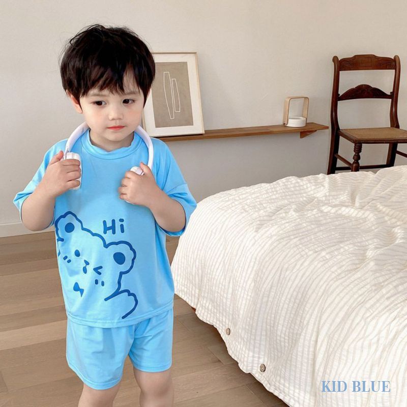 Bộ Quần Áo Tay Ngắn In Hoạt Hình Thời Trang Mùa Hè Xinh Xắn Cho Bé