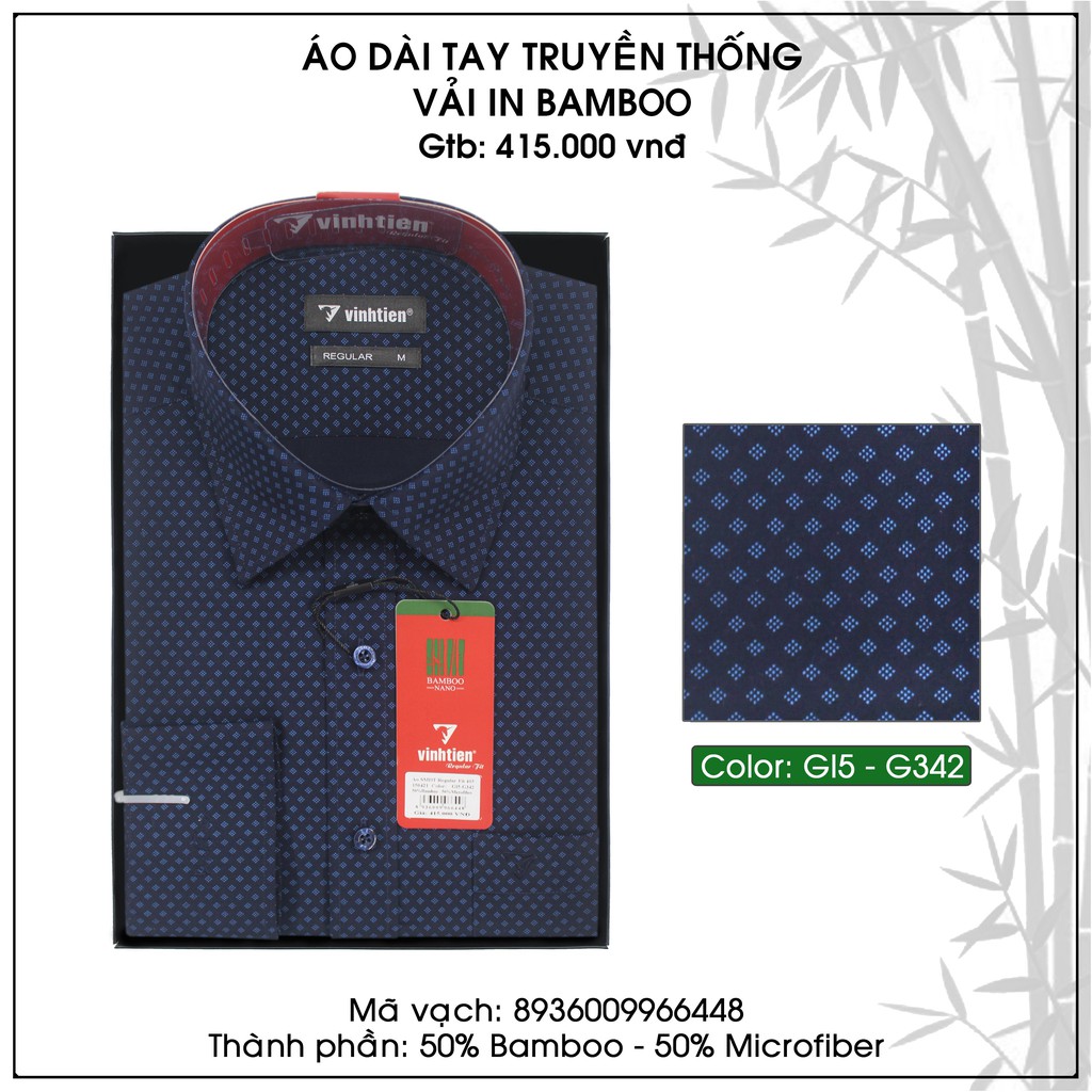 Áo Sơ Mi Họa Tiết Dài Tay Bamboo Classic 415 Vĩnh Tiến | BigBuy360 - bigbuy360.vn