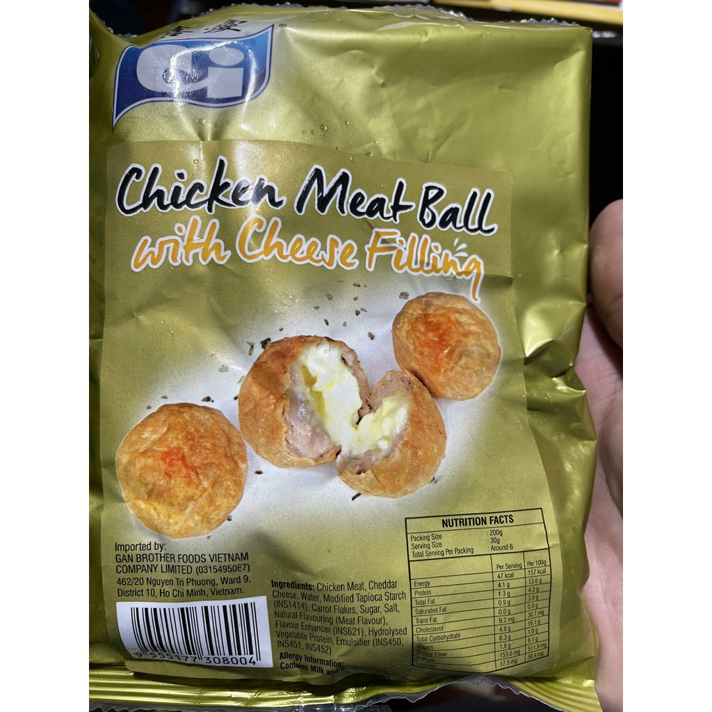 Gà viên nhânphô mai (Chicken meat ball with chese filling) hiệu CI gói 200g (hàng Malaysia)_chỉ giao tại tp. HCM