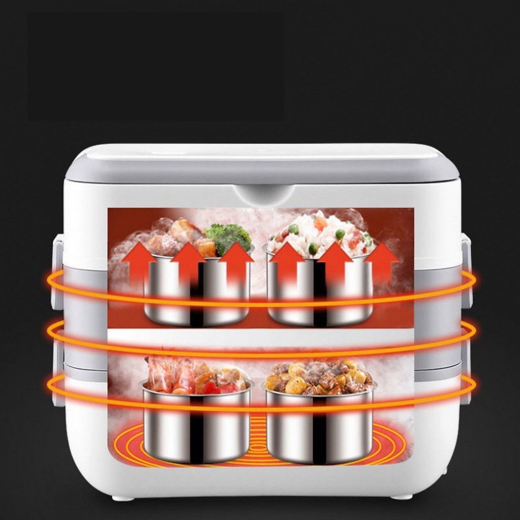 Hộp cơm cắm điện 2 tầng - Hộp cơm giữ nhiệt Nấu cơm hâm nóng thức ăn đa năng - Hàng chuẩn loại I