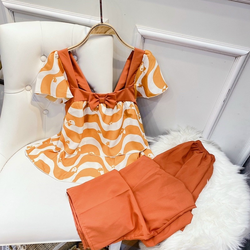 [Hàng Mới Về] ĐỒ BỘ MẶC Ở NHÀ ÁO KIỂU BABYDOLL QUẦN ỐNG RỘNG SIÊU CƯNG