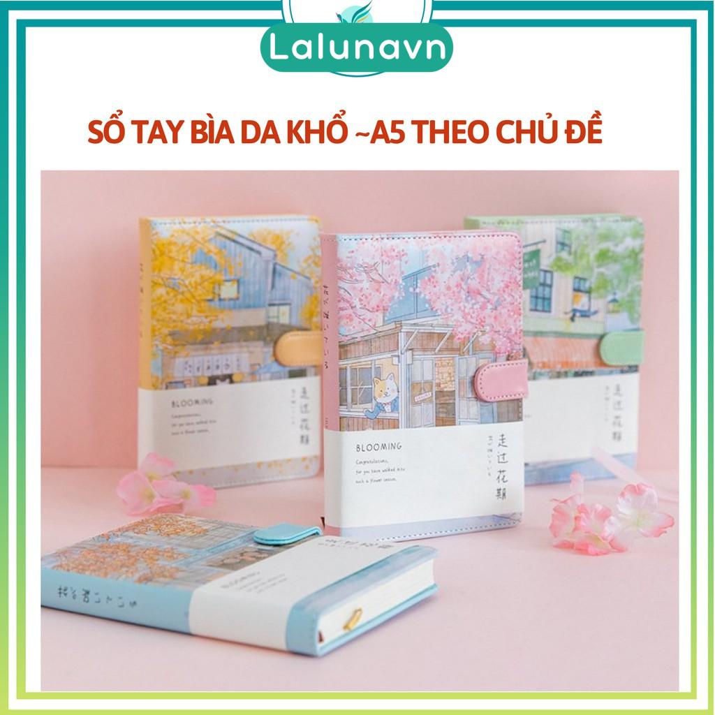 Sổ tay bìa da cute A5 Mèo dễ thương ghi chép viết calligraphy cao cấp Lalunavn - B4