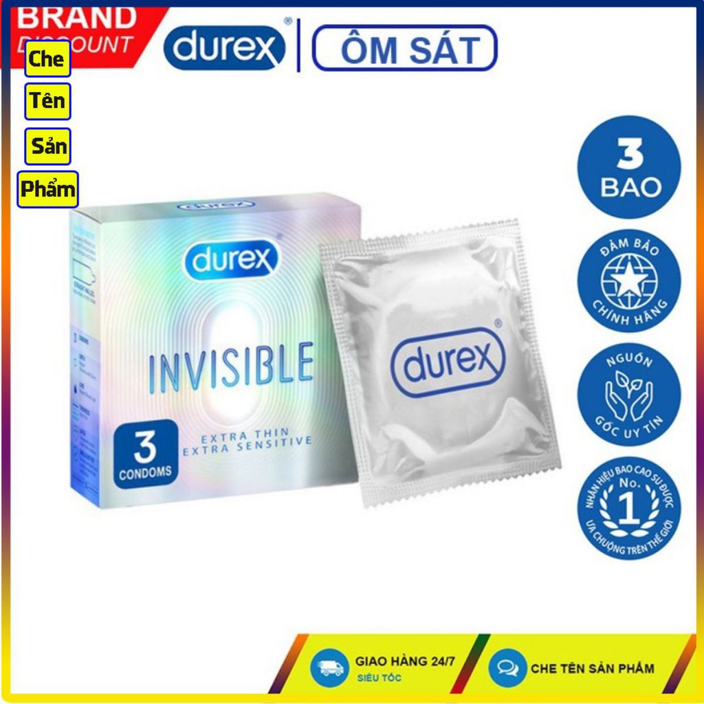 Tặng kèm hộp 3 bao Durex | Bao cao su siêu mỏng, tăng cường gel