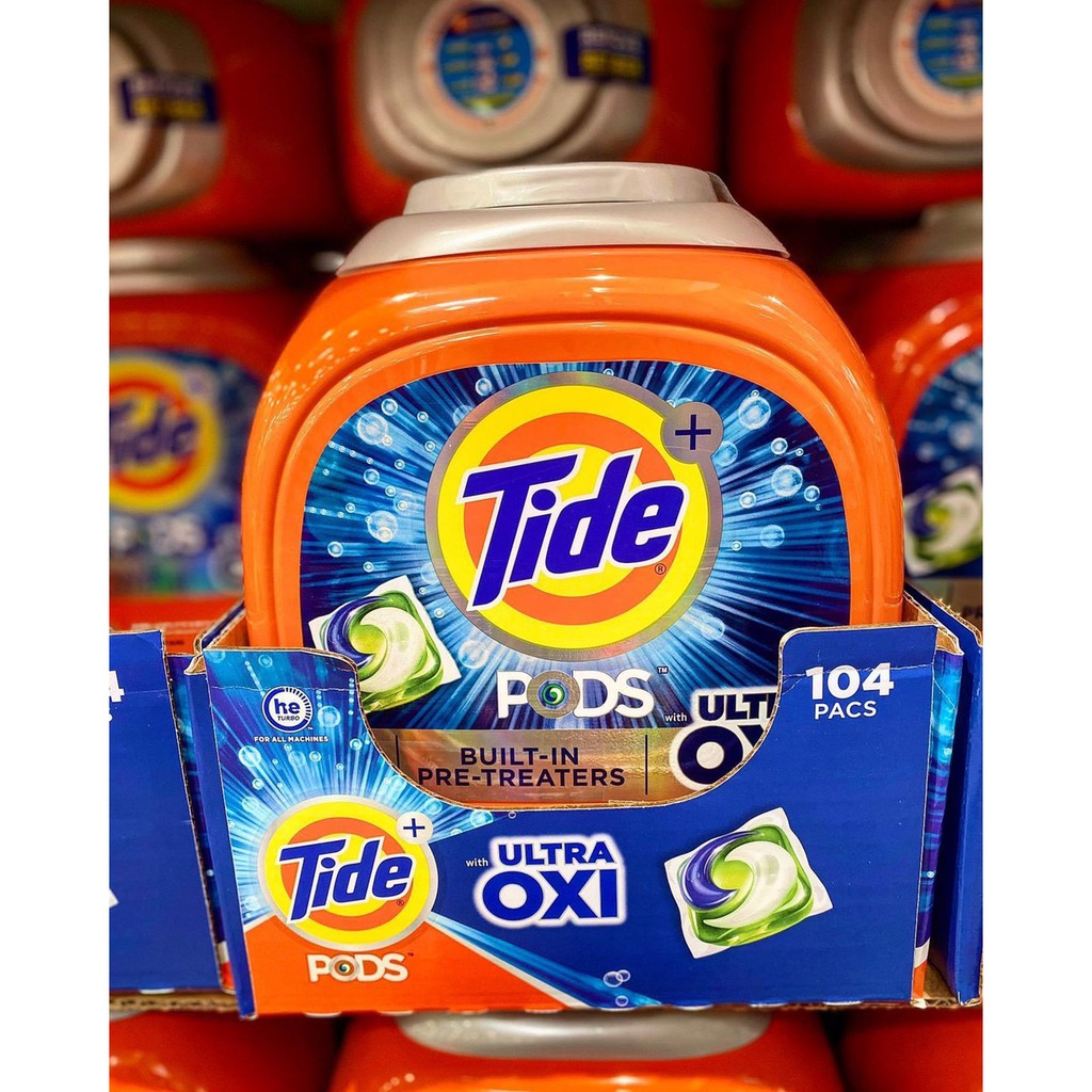 Viên Giặt Xả Tide Pods 104 Viên Downy 4in1 - Ultra Oxi - Hàng Chuẩn Mỹ