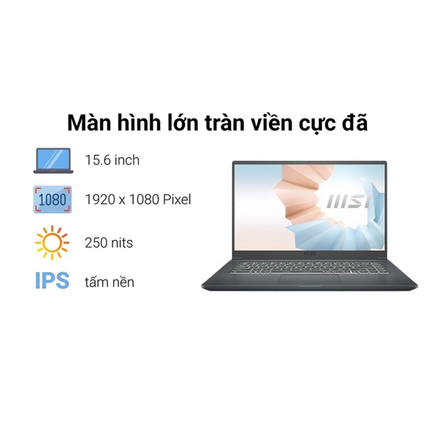 Laptop MSI Modern 15 A5M 234VN R5 5500U/8GB/512GB/15.6"FHD/Win 11_Hàng Chính Hãng