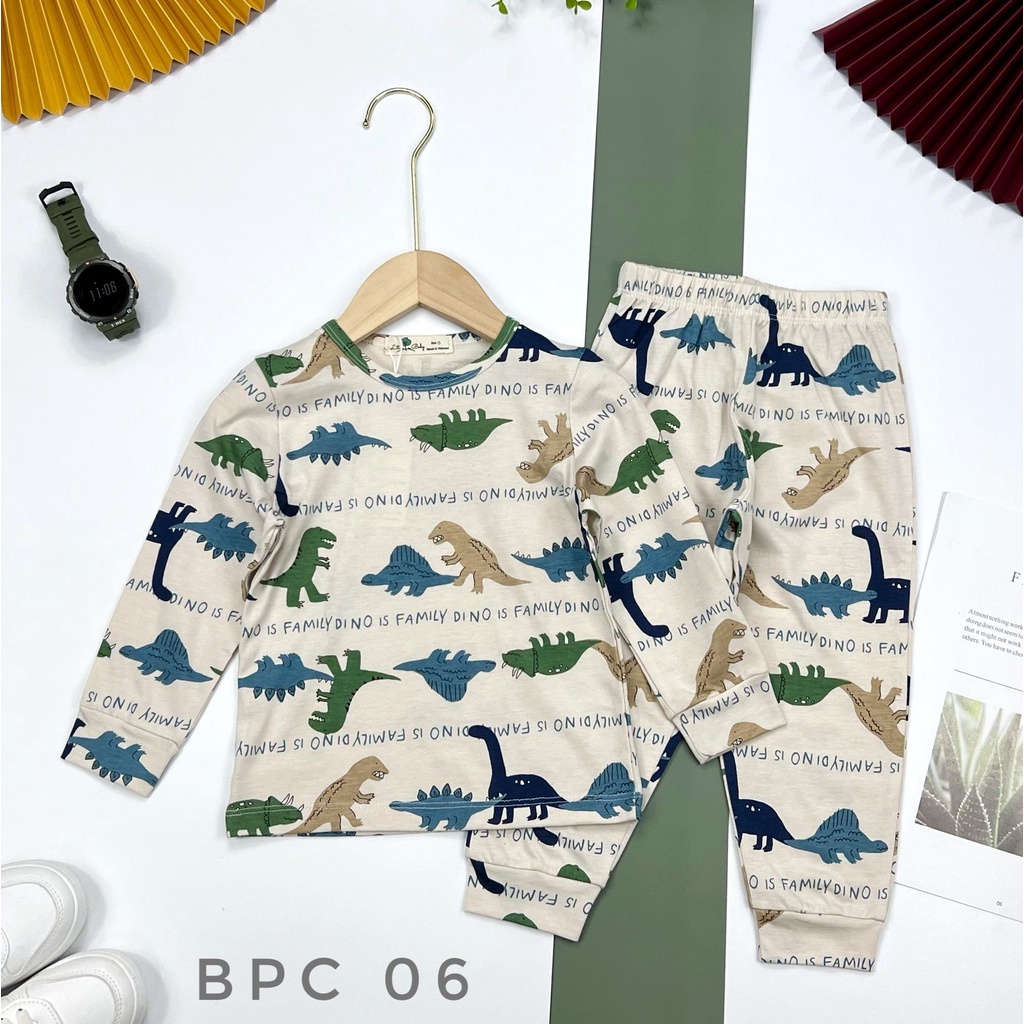 Bộ quần áo cotton LITIBABY dài tay, hình họa tiết size 3 đến 10 tuổi