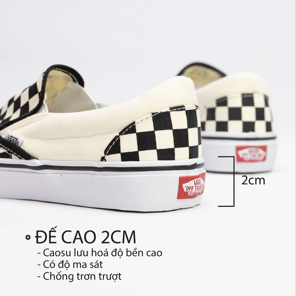 Vans caro CHÍNH HÃNG nam nữ,giày vans slip on checker cao cấp full box