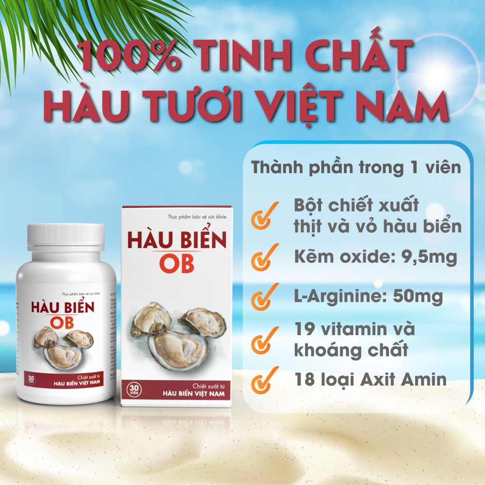 Combo 2 Hộp Hàu Biển OB tăng cường sinh lực, cải thiện xuất tinh sớm, rối loạn cương dương hiệu quả (30 viên)