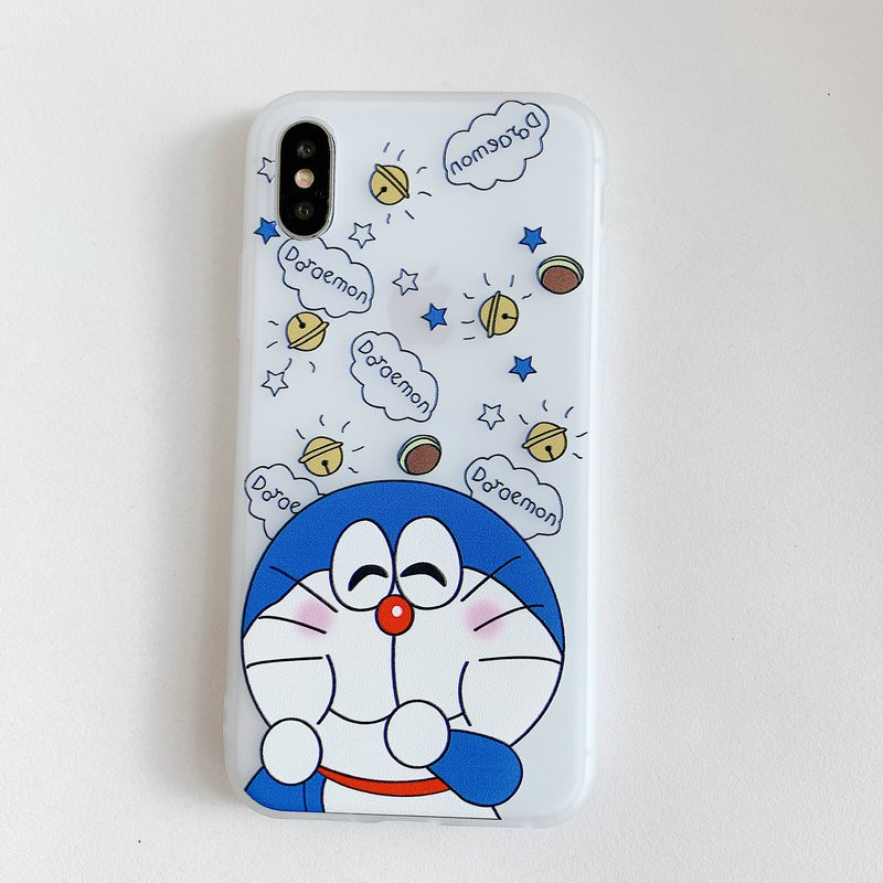 Ốp lưng iPhone X XR XS Max 8 7 6 6S Plus SE 2020 Cute White Doraemon Soft TPU Case