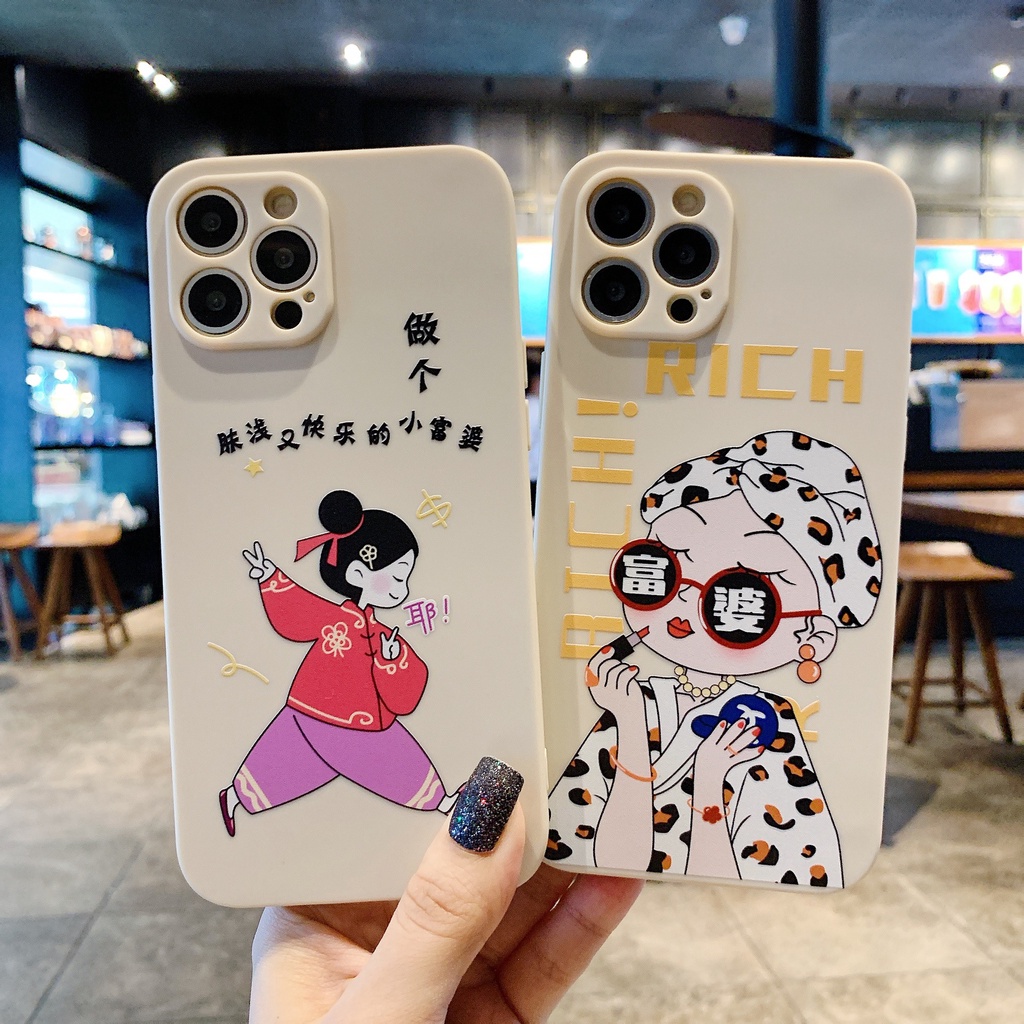 Ốp lưng ip 11 7plus bảo vệ camera viền vuông CÔ GÁI Trung Hoa ip 6 6plus 11pro max 12 12proma 13promax e77