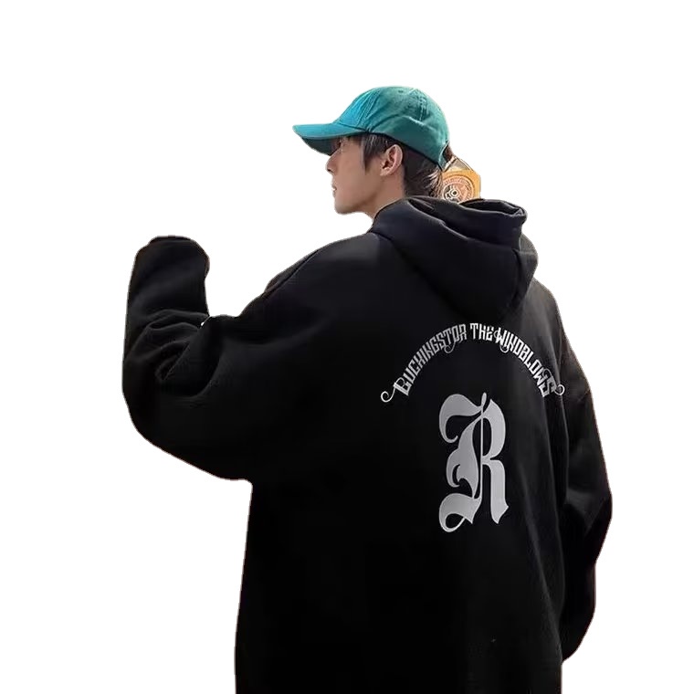 Áo hoodie Dáng Rộng In Chữ Phong Cách Hip Hop Đường Phố Hàn Quốc Chất Lượng Cao Cỡ M-5XL Cho Nam