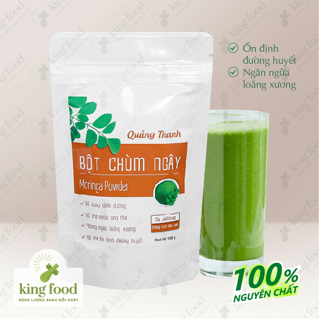 Bột chùm ngây hữu cơ sấy lạnh nguyên chất Quảng Thanh (100g) bột ăn dặm cho bé, dinh dưỡng cho người cao tuổi, Vitamin