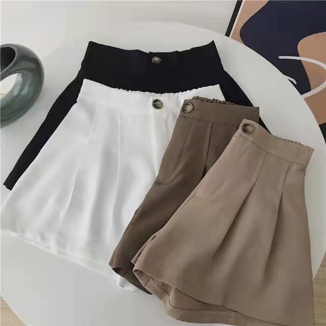 [Linin] Quần Short Dáng Chữ a Ống Rộng Lưng Cao Xếp Ly Phong Cách Mới Cho Nữ