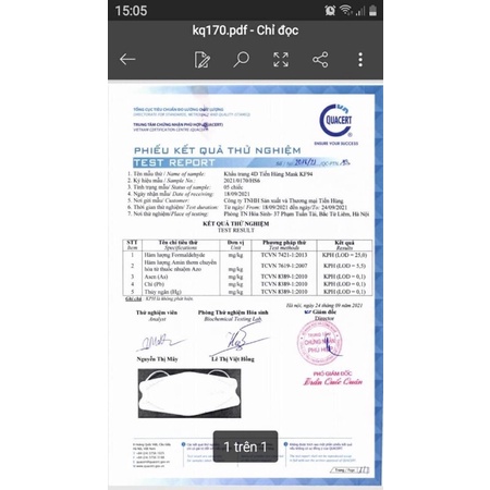 1 Túi 10 cái KHẨU TRANG 4D KHÁNG KHUẨN TIẾN HÙNG Mask KF94