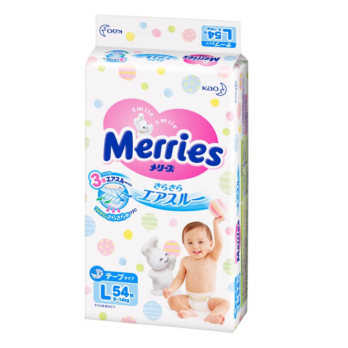 Tã - bỉm dán Merries L54 (9-14kg)