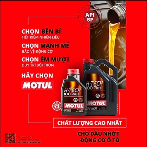 Nhớt Tổng Hợp 100% xe Ô Tô Motul H-Tech 100 Plus 5W30 4L API SP