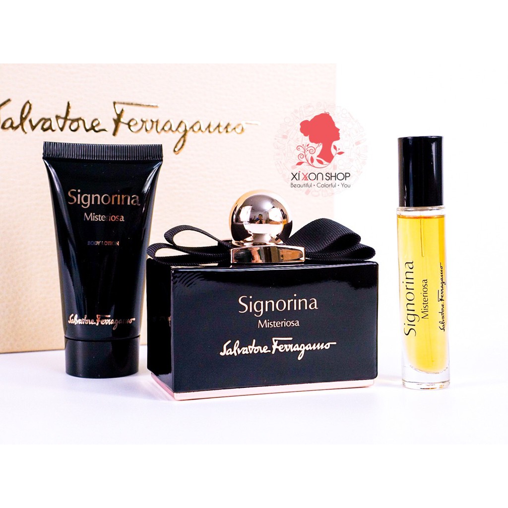 BỘ QUÀ TẶNG NƯỚC HOA & DƯỠNG THỂ SALVATORE FERRAGAMO SIGNORINA MISTERIOSA 100ML