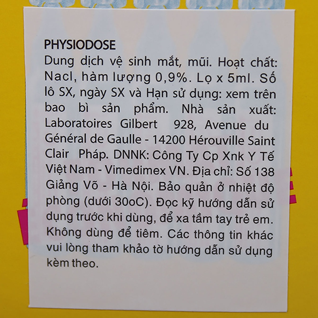 Nước muối Physiodose 40 ống an toàn, chất lượng