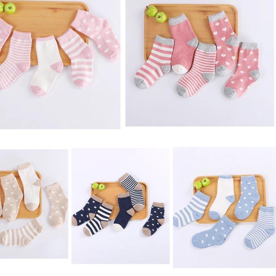 Bán Chạy! Set 5 Đôi Vớ Họa Tiết Chấm Bi Cho Bé