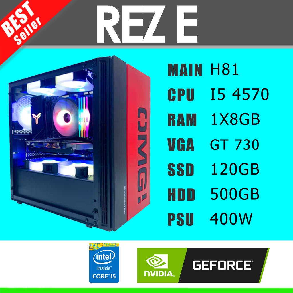 Pc gaming trọn bộ cấu hình I5 4570/H81/RAM 8GB/SSD 128GB/HDD 500GB/VGA GT 730/400W/Màn hình SamSung 24inch cong | BigBuy360 - bigbuy360.vn