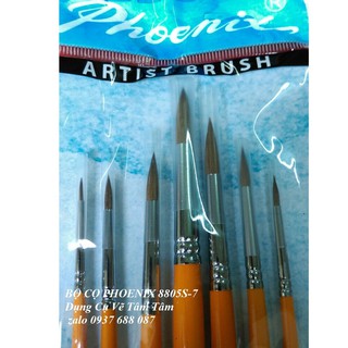 [Giá Tốt] Bộ cọ vẽ Phoenix 8805S-7 - Cọ lông sóc - (Cọ đầu nhọn)