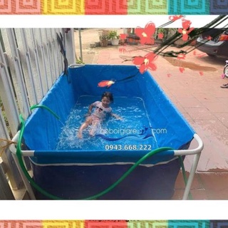 Bể bơi mini, bể bơi cho bé, bể bơi mini cho bé, bể bơi thanh kim loại, bể bơi lắp ghép kích thước 1.6x2.2m