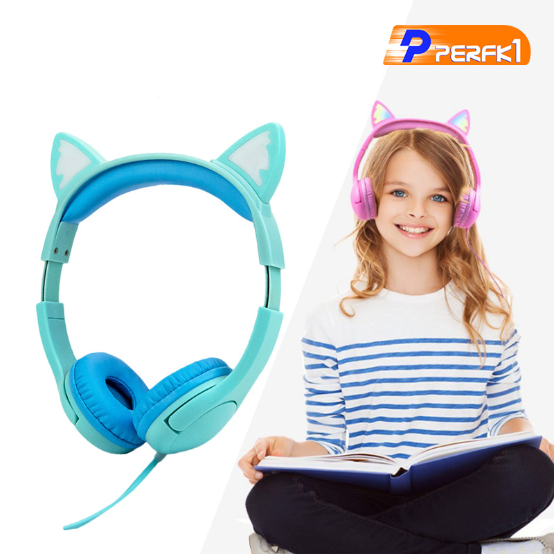 Hot-Cat Ear Kids Headphones with Micophone Safe Wired for School Online Learning