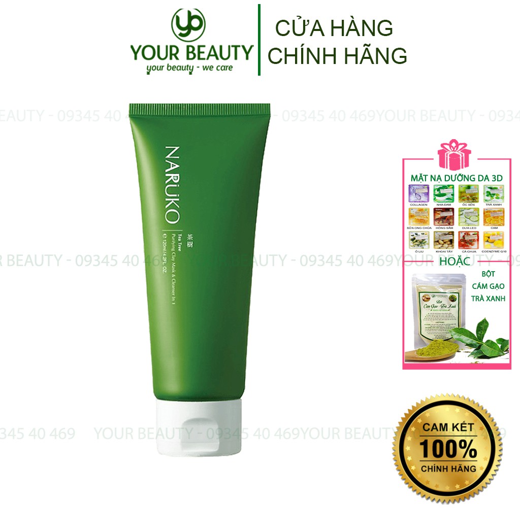 Sữa rửa mặt dạng bùn tràm trà Naruko Tea Tree Purifying Clay Mask & Cleanser In 1