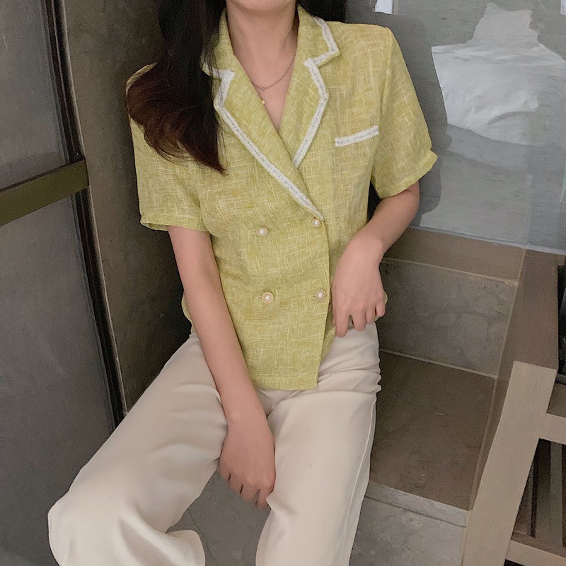 ÁO SƠ MI CỔ VEST VẢI TWEED