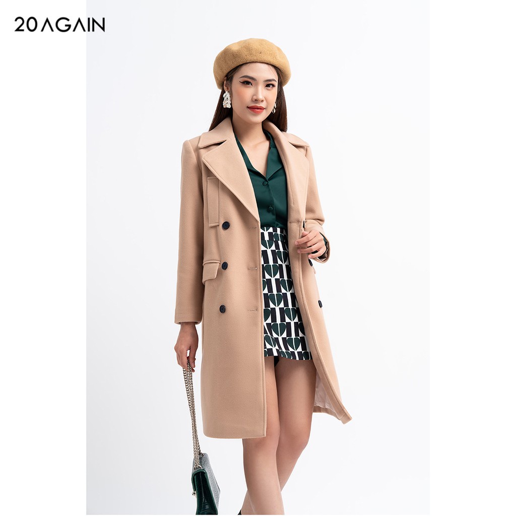 Áo khoác dạ nữ mùa đông dáng hàn quốc dài qua gối 2 hàng cúc 92WEAR - KDA1268