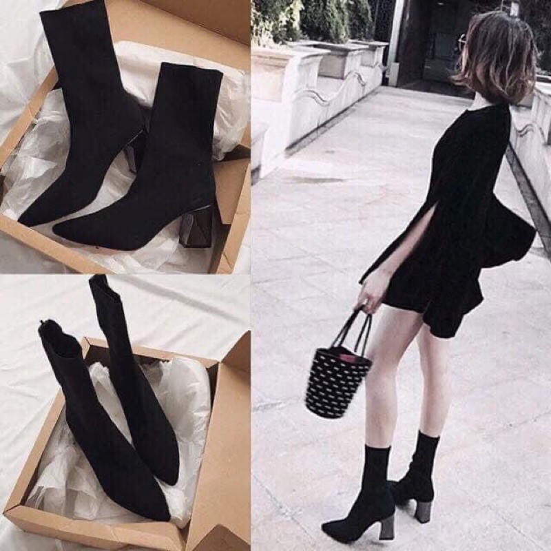 ] Boot-bốt len gót bạc hot hit ôm chân