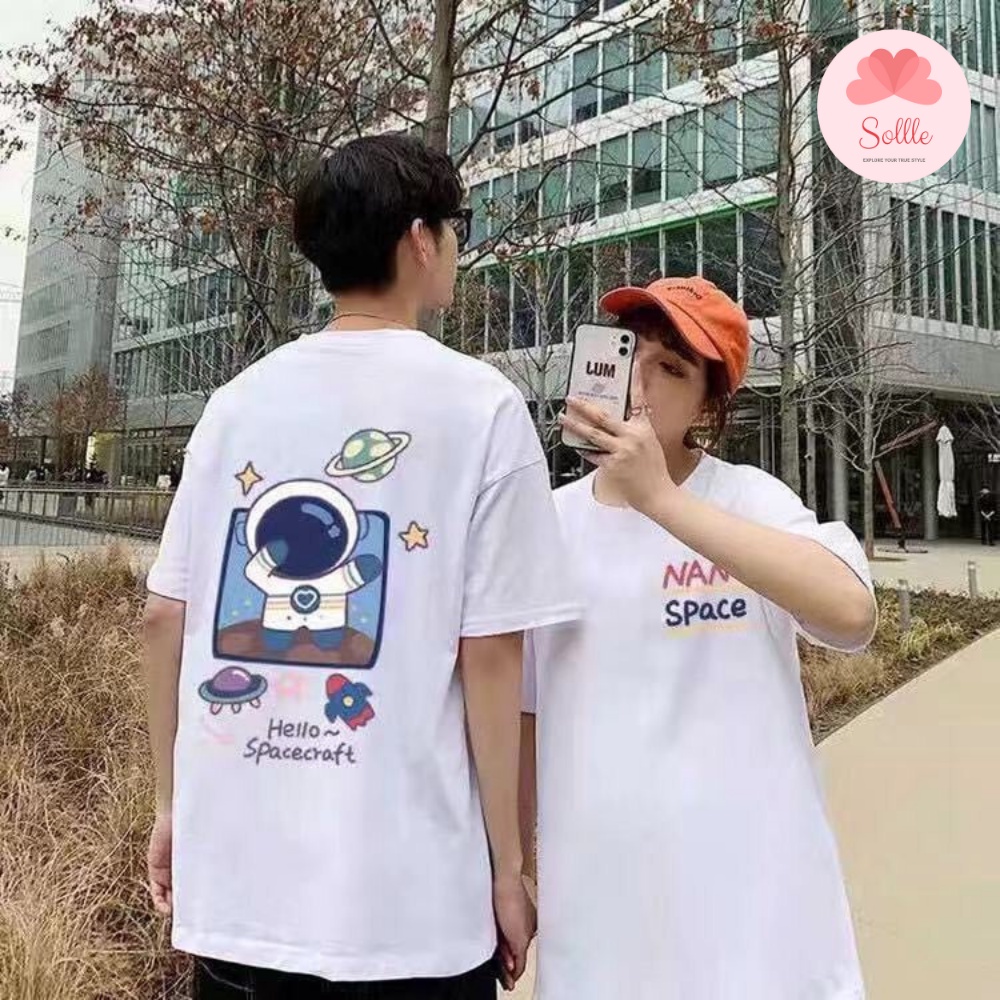 Áo thun unisex SPACE basic TEE phom rộng tay lỡ dành cho nam nữ oversize cotton Sollle